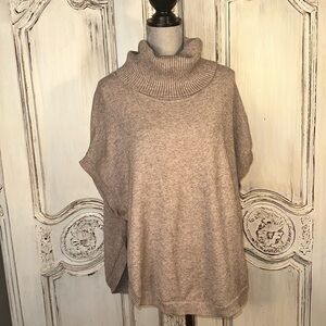Sisters Soft Cowl Neck Taupe Spaced Dyed Button Detailing Poncho OSFM
